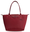 Longchamp Le Pliage Club Medium Shoulder Tote Bag In Garnet Red