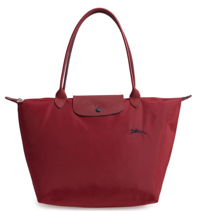 Longchamp Le Pliage Club Medium Shoulder Tote Bag In Garnet Red