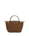 Longchamp Le Pliage Club Small Top-handle Tote Bag In Khaki Green/nickel