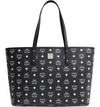 Mcm Medium Anya Tote - Black In Black/ White