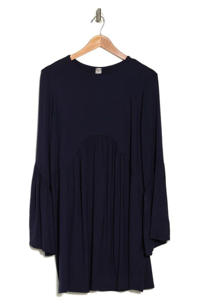 Go Couture Long Sleeve Swing Dress In Navy