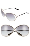 Tom Ford Miranda 68mm Open Temple Oversize Metal Sunglasses In Shiny Rose Gold/ Grad Smoke