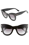 Tom Ford Karina 47mm Cat Eye Sunglasses - Light Brown/ Brown Mirror