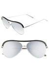 Tom Ford Sabine 60mm Aviator Sunglasses - Shiny Rhodium/ Gradient Smoke