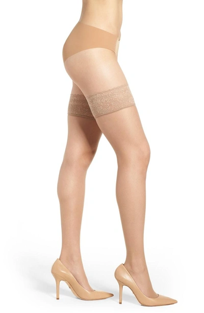 Donna Karan Lace Top Stay-up Stockings In Nude