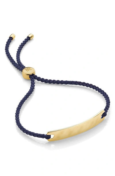 Monica Vinader Engravable Havana Mini Friendship Bracelet In Gold/ Navy Blue