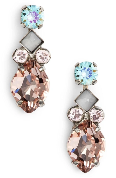Sorrelli Precious Petal Crystal Drop Earrings In Pink