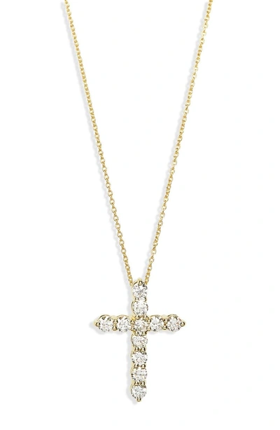 Roberto Coin Diamond Cross Pendant Necklace In Yellow Gold