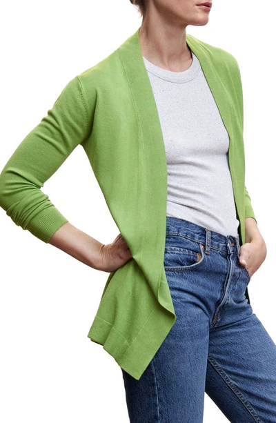 Mango Stripe Quarter Zip Pullover Sweater In Green