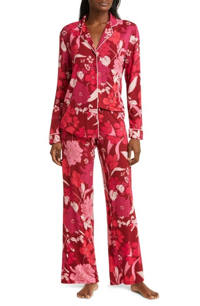 Nordstrom Moonlight Eco Knit Pajamas In Red Velvet Lisolette Flora