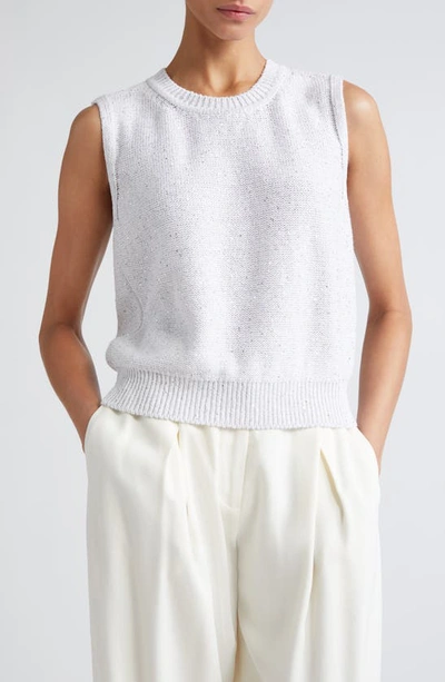Akris Sequin Linen Blend Sweater Vest In 011 Ecru
