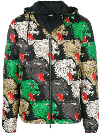 Gucci Panther Print Padded Coat In Black