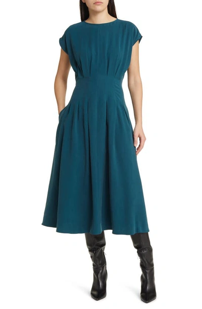 Nordstrom Pleated A-line Dress In Teal Abyss