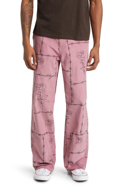 Honor The Gift Crease Straight Leg Corduroy Pants In Mauve