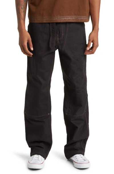 Honor The Gift Belted Straight Leg Cotton Canvas Carpenter Pants In Black