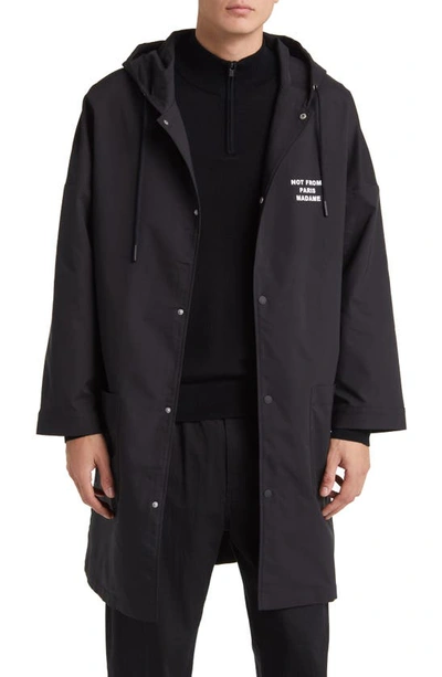 Drôle De Monsieur La Parka Water Repellent Hooded Raincoat In Black