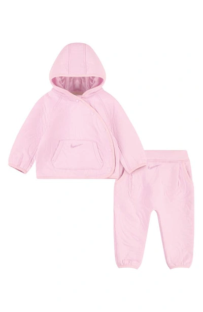 Nike Babies' Ready Set Fleece Hoodie & Leggings Set In Pink Foam