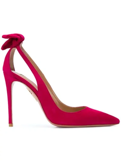 Aquazzura Deneuve Bow Pointy Toe Pump In Red