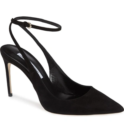Brian Atwood Vicky Wraparound Pump In Black Suede