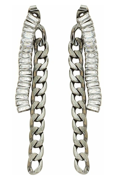 Panacea Crystal & Chain Drop Earrings In Silver