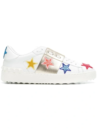 Valentino Garavani Sequin Star Motif Open Sneaker In White