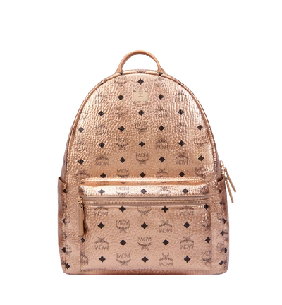 MCM Small Visetos Pebble Leather Champagne Gold Essentials Drawstring  Backpack 