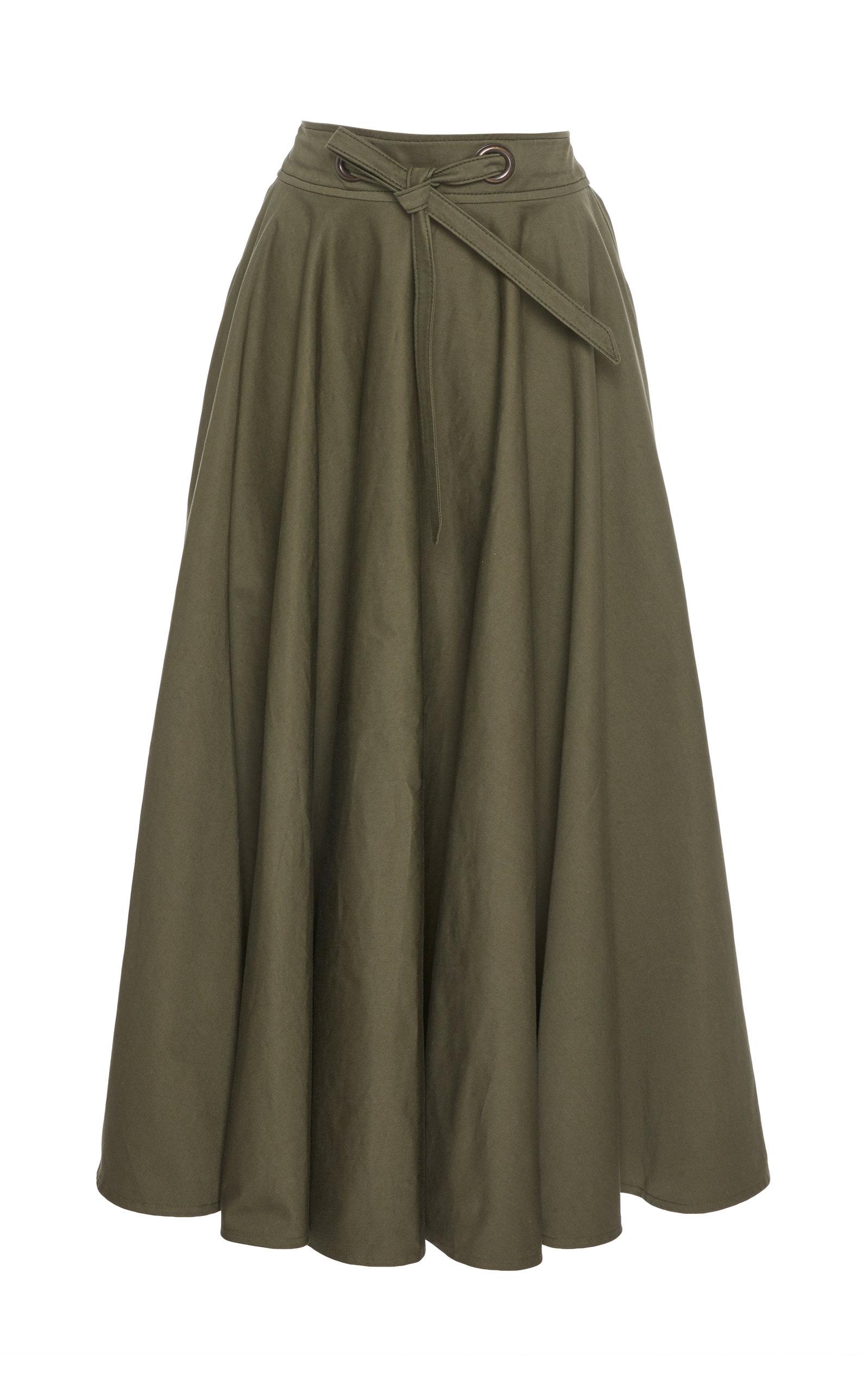 Martin Grant Belted Cotton Circle Skirt In Brown ModeSens