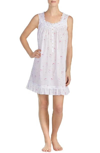 Eileen West Sleeveless Short Chemise In White Ground With Bouquet Toss