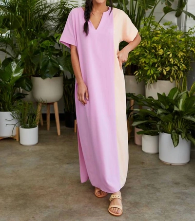 Crosby By Mollie Burch Shep Caftan Dress In Orchid/lychee In Multi