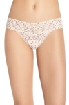 Hanky Panky Pixie Dot Low-rise Lace Thong In Vanilla/ Black