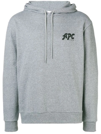 Apc New Logo Graphic Hoodie In Grey