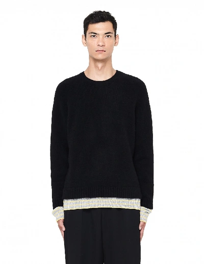 Haider Ackermann Black Sweater With Striped Panel