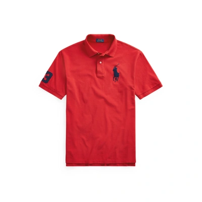 Polo Ralph Lauren Big Pony Custom Slim Fit Mesh Polo Shirt In Red