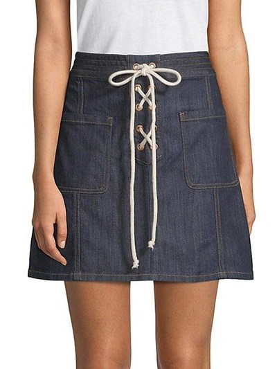 Ei8ht Dreams Lace-up Denim Skirt In Resin Rinse