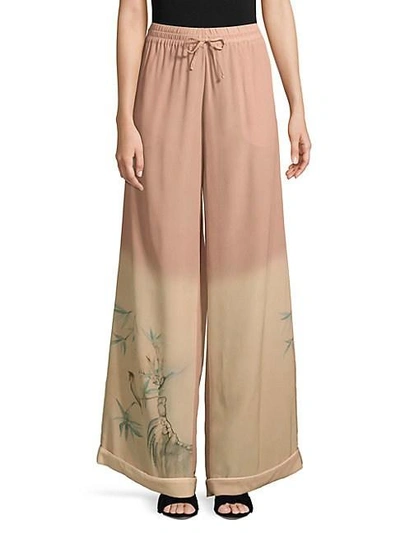 Valentino Ombre Silk Pants In Beige