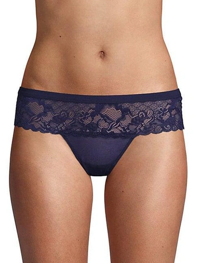 Addiction Nouvelle Lingerie Rocky Candy Lace-trimmed Tanga In Navy