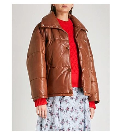 Prada Logo-patch Quilted Shell Puffer Jacket In Pallisandro