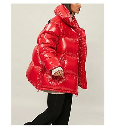 Calvin Klein 205w39nyc Adjustable Shell-down Coat In Orange/red