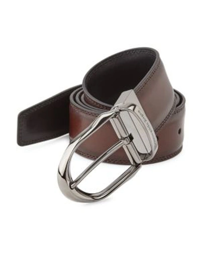Ermenegildo Zegna Reversible Leather Belt In Brown