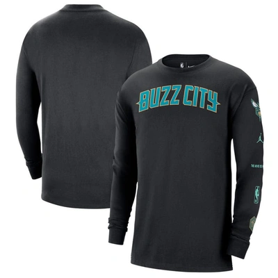 Nike Men's  Black Charlotte Hornets 2023/24 City Edition Max90 Expressive Long Sleeve T-shirt