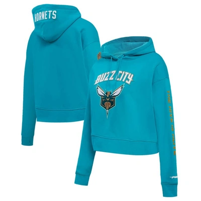 Pro Standard Women's  Teal Charlotte Hornets 2023/24 City Edition Cropped Pullover Hoodie