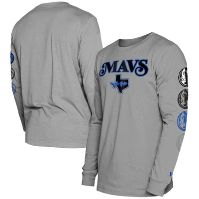 New Era Men's  Gray Dallas Mavericks 2023/24 City Edition Long Sleeve T-shirt