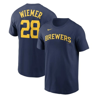 Nike Men's  Joey Wiemer Navy Milwaukee Brewers Name And Number T-shirt