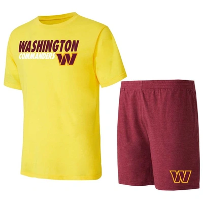 Concepts Sport Men's  Burgundy, Gold Washington Commanders Meter T-shirt And Shorts Sleep Set In Burgundy,gold