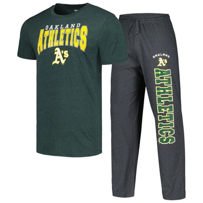 Concepts Sport Charcoal/green Oakland Athletics Meter T-shirt & Pants Sleep Set