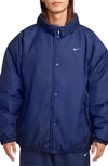 Nike Solo Swoosh Water Repellent Puffer Jacket In Midnight Navy/ White