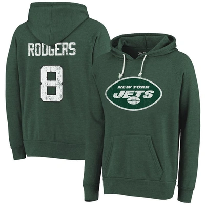 Majestic Men's  Threads Aaron Rodgers Green Distressed New York Jets Name And Number Pullover Hoodie