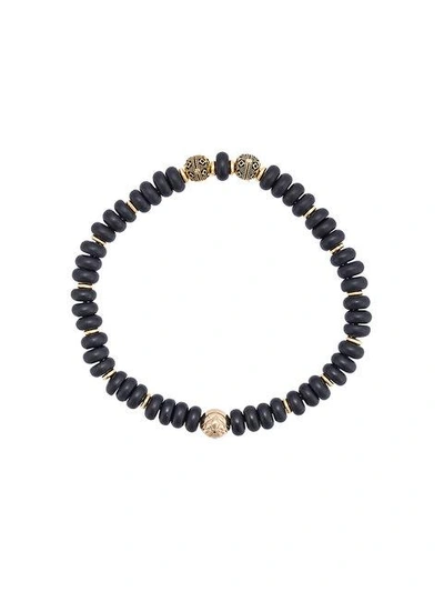 Nialaya Jewelry Rondelle Matte Onyx And Gold Plated Beaded Bracelet - Black