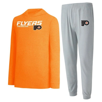 Concepts Sport Gray/orange Philadelphia Flyers Meter Pullover Hoodie & Jogger Pants Set