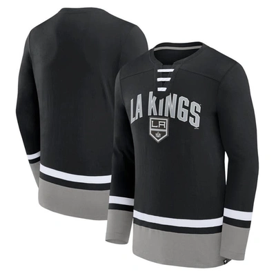 Fanatics Branded Black Los Angeles Kings Back Pass Lace-up Long Sleeve T-shirt